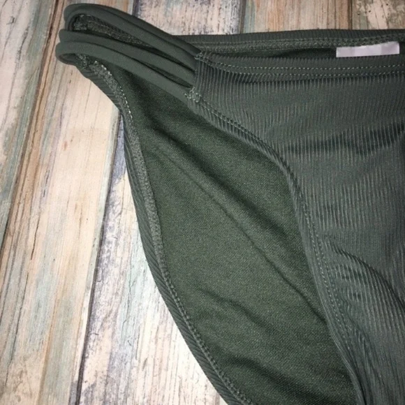 NWT Xhilaration Olive Green Bikini Bottoms XS Side Strap Hipster Swimwear - Picture 2 of 4